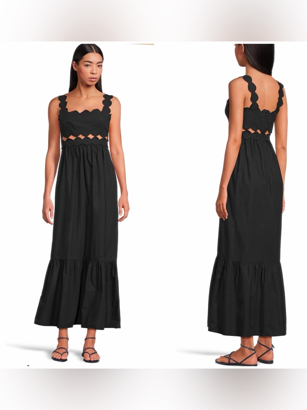 BEACH RIOT Women's Campbell Maxi Dress Sleeveless Black Cutout Cotton Sz M NWT